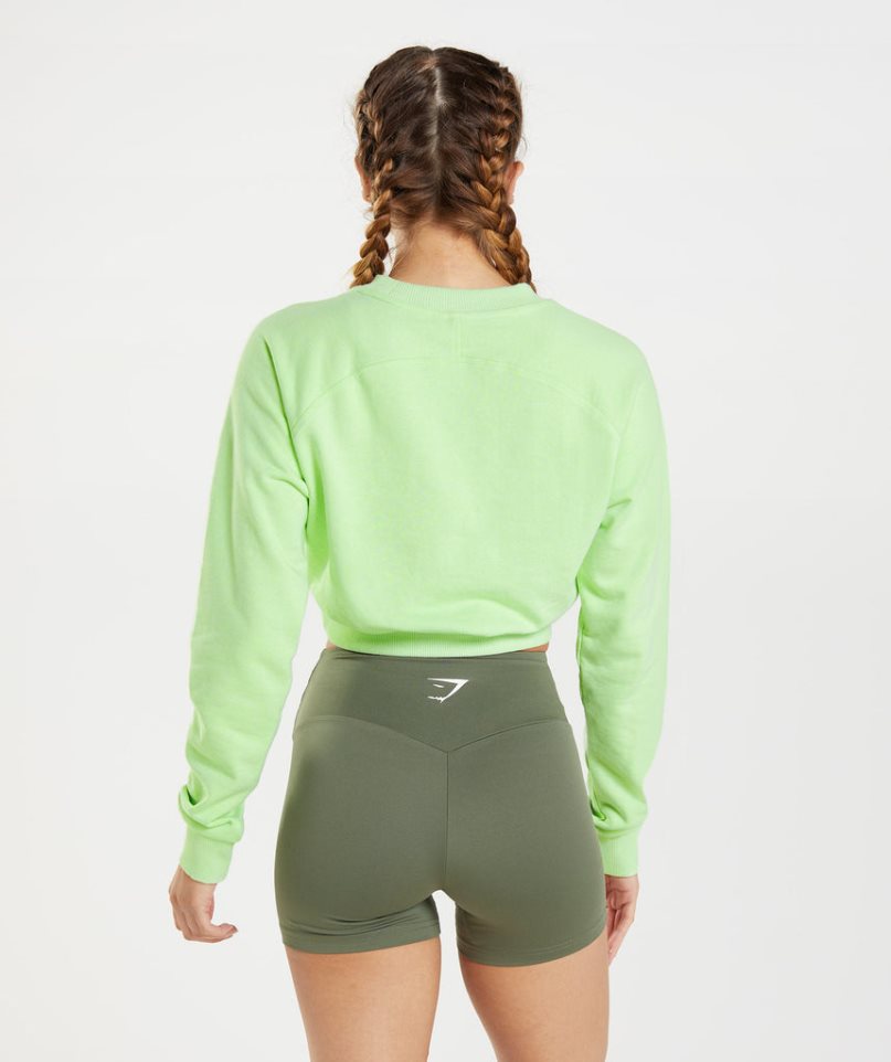 Women's Gymshark Training Cropped Sweatshirts Green | NZ 7JXRYL